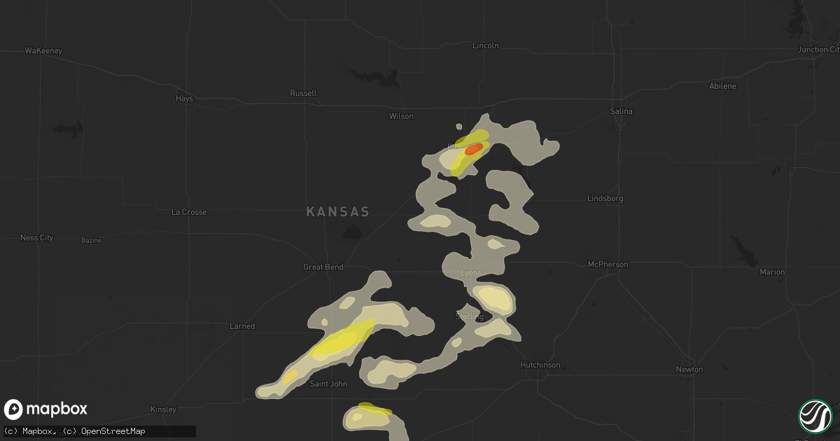 Hail map in Bushton, KS on September 8, 2025