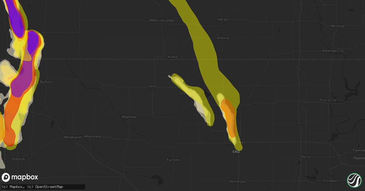 Hail map in Cherokee, OK on September 8, 2025