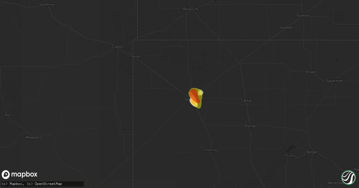 Hail map in Dalhart, TX on September 8, 2025