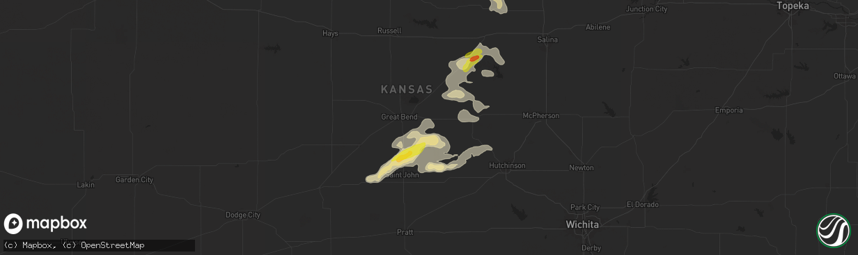 Hail map in Ellinwood, KS on September 8, 2025