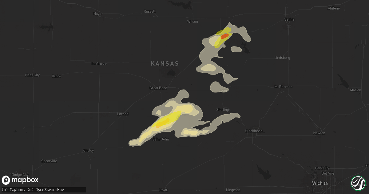 Hail map in Ellinwood, KS on September 8, 2025