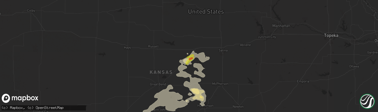 Hail map in Ellsworth, KS on September 8, 2025