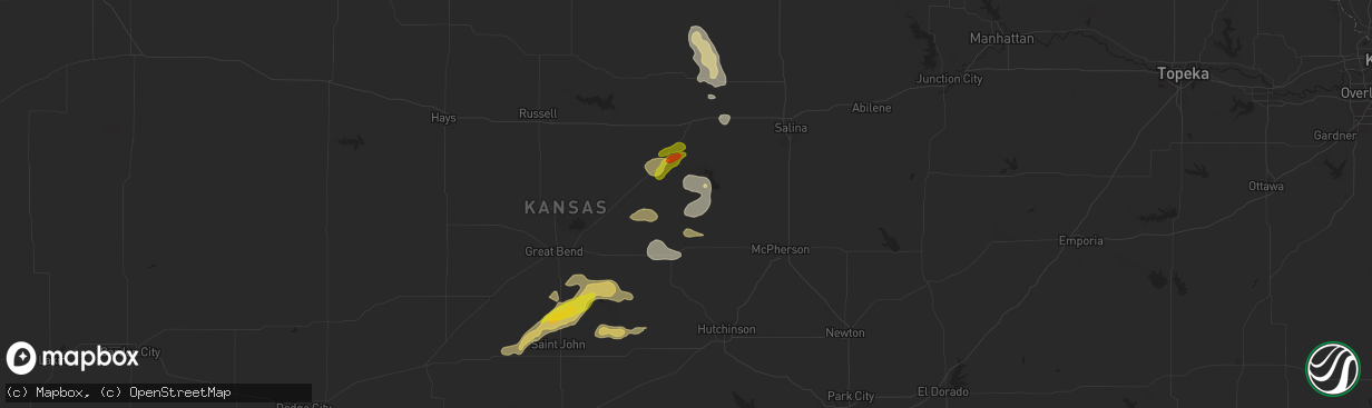 Hail map in Geneseo, KS on September 8, 2025