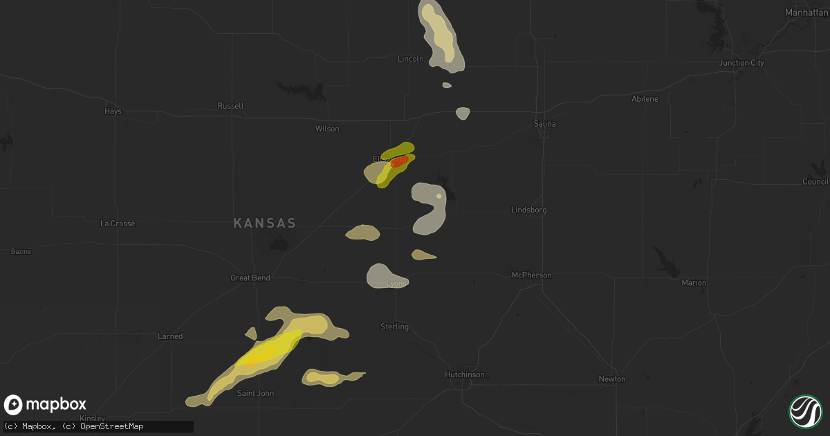 Hail map in Geneseo, KS on September 8, 2025