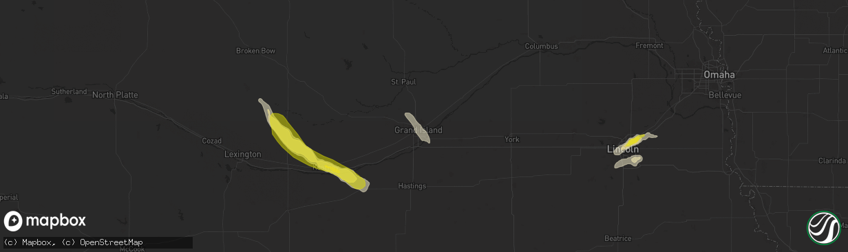 Hail map in Grand Island, NE on September 8, 2025