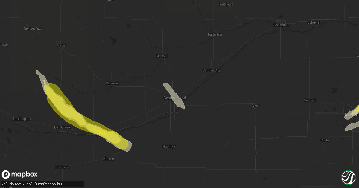 Hail map in Grand Island, NE on September 8, 2025