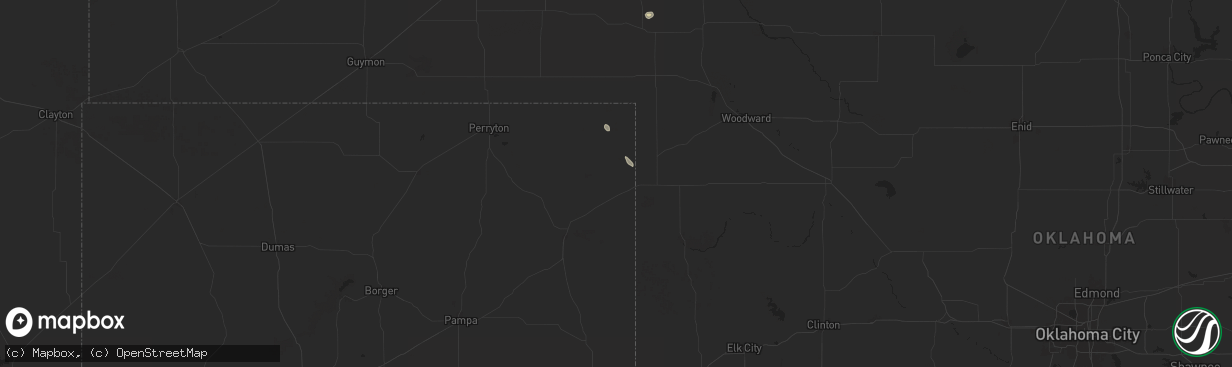Hail map in Higgins, TX on September 8, 2025