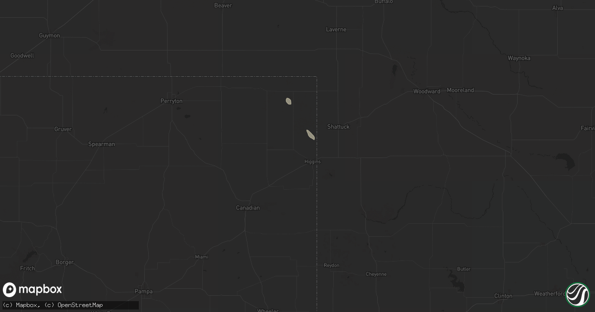 Hail map in Higgins, TX on September 8, 2025