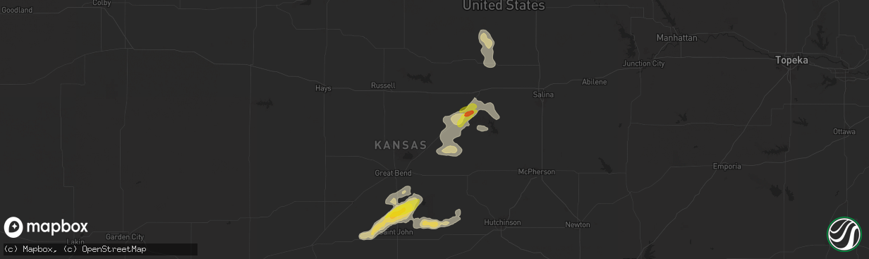 Hail map in Holyrood, KS on September 8, 2025