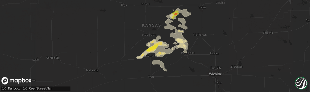 Hail map in Hudson, KS on September 8, 2025