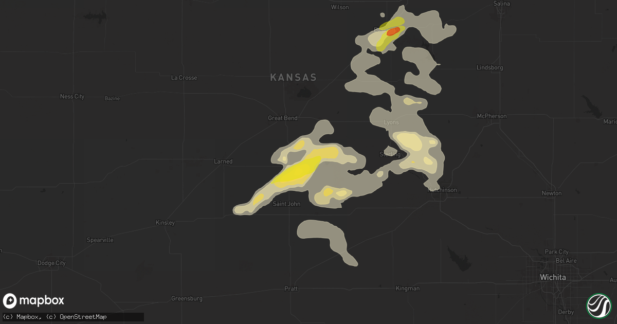 Hail map in Hudson, KS on September 8, 2025