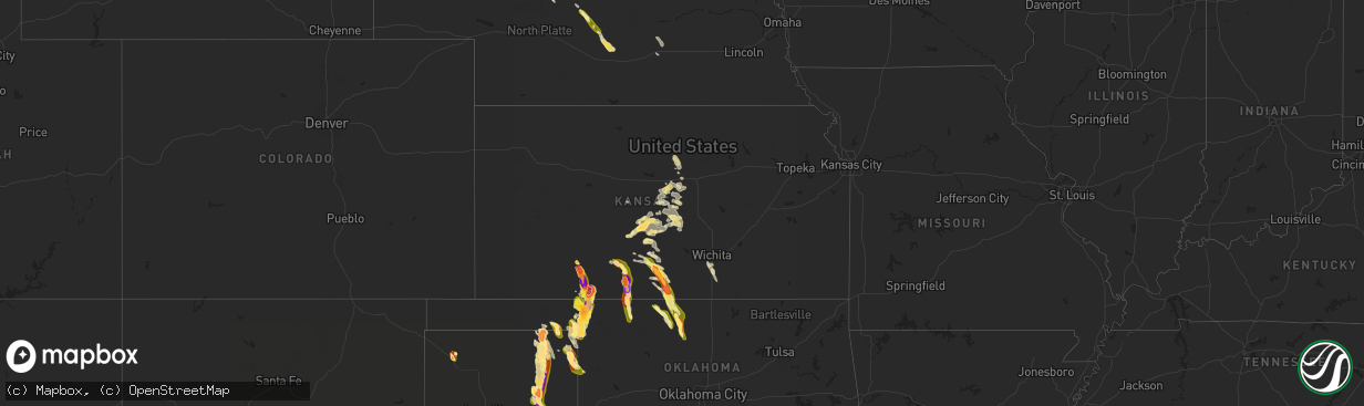 Hail map in Kansas on September 8, 2025