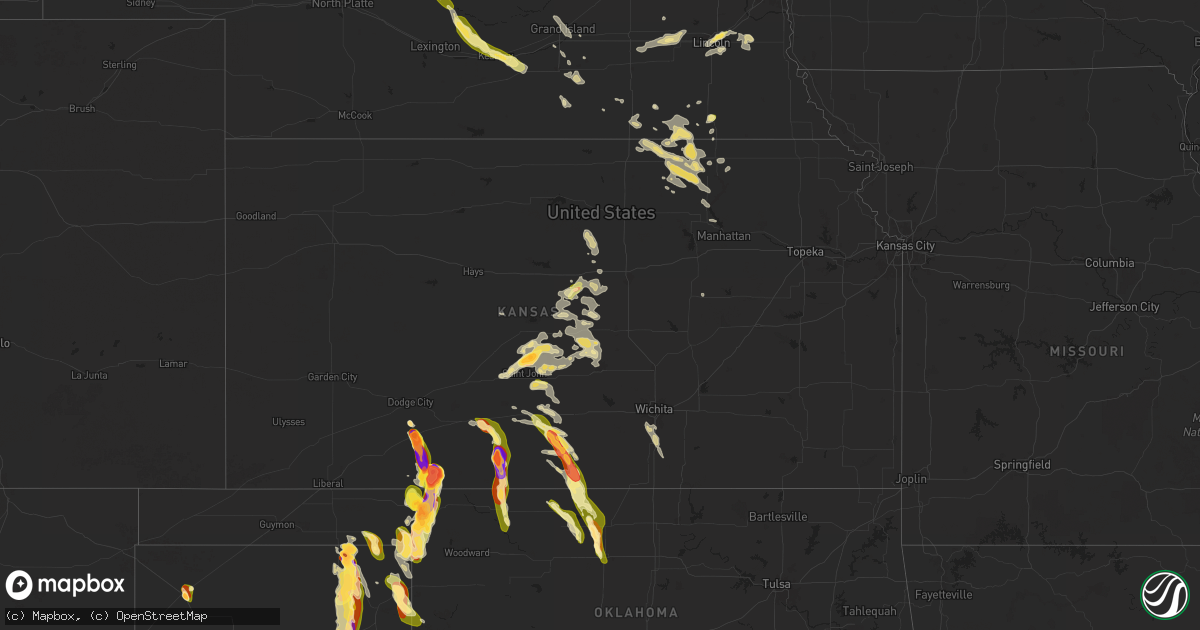 Hail map in Kansas on September 8, 2025