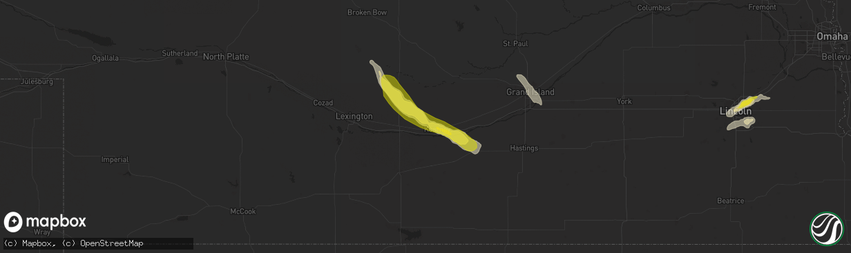 Hail map in Kearney, NE on September 8, 2025