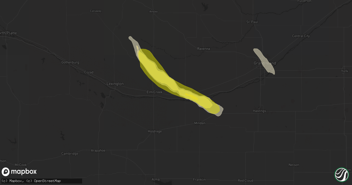 Hail map in Kearney, NE on September 8, 2025