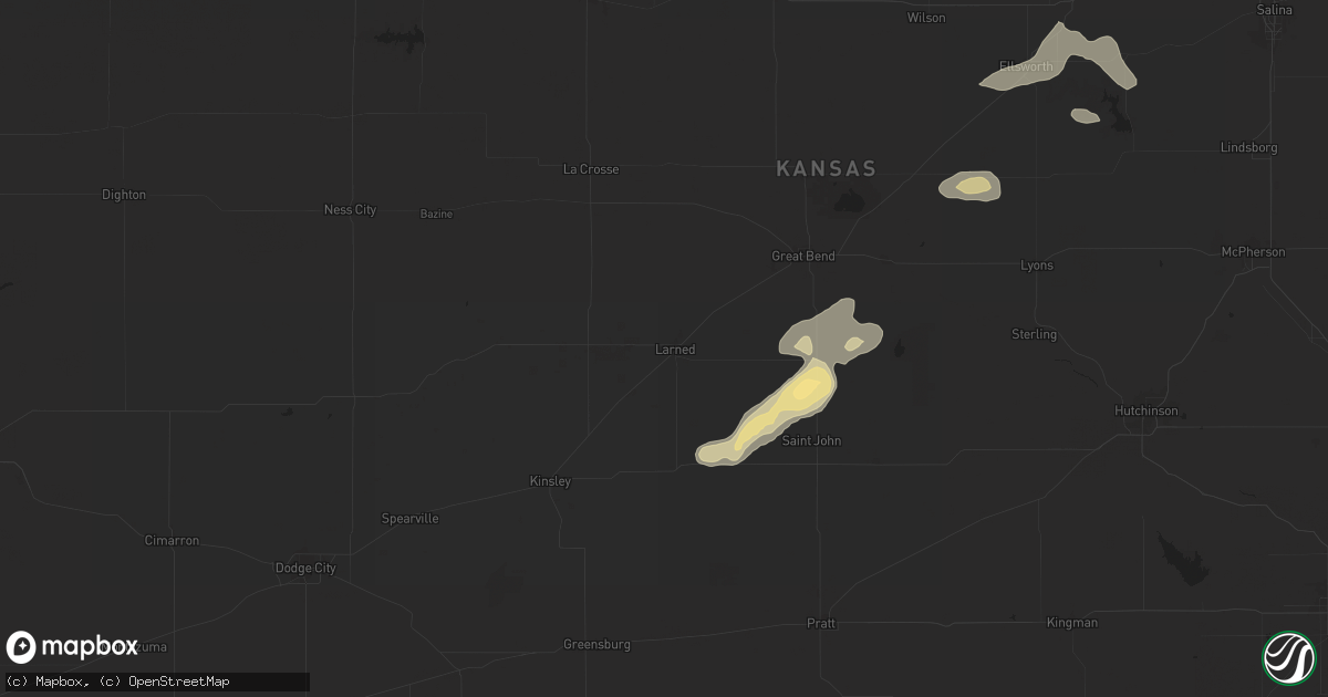 Hail map in Larned, KS on September 8, 2025