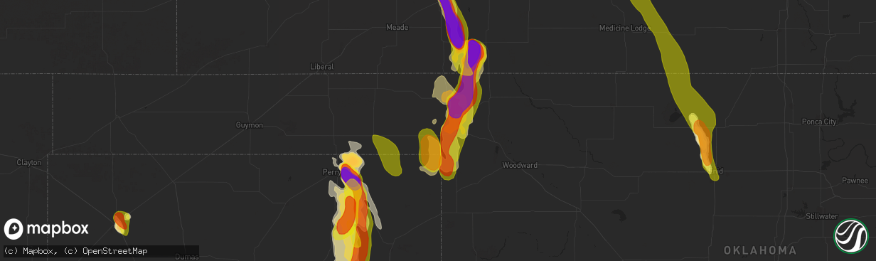 Hail map in Laverne, OK on September 8, 2025