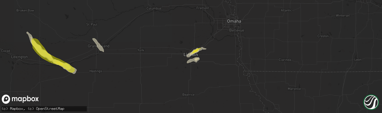 Hail map in Lincoln, NE on September 8, 2025