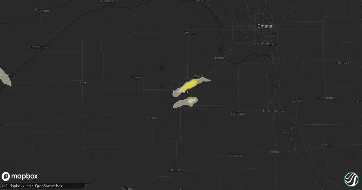 Hail map in Lincoln, NE on September 8, 2025