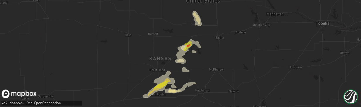 Hail map in Lorraine, KS on September 8, 2025