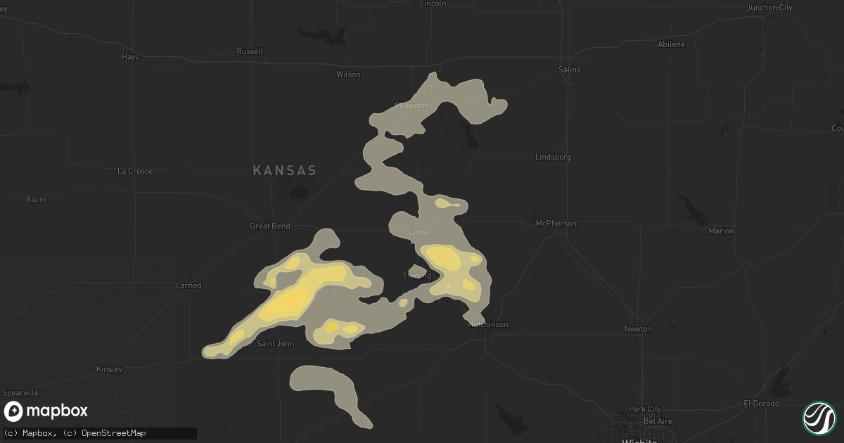 Hail map in Lyons, KS on September 8, 2025