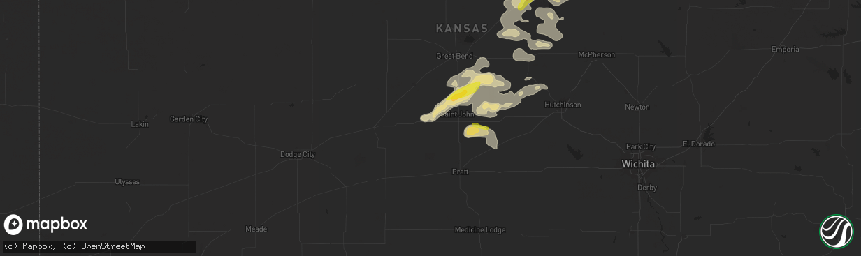 Hail map in Macksville, KS on September 8, 2025