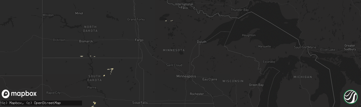 Hail map in Minnesota on September 8, 2025