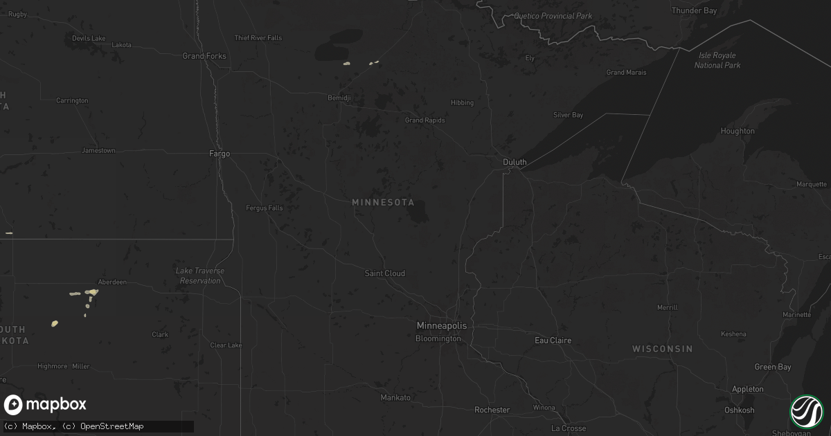 Hail map in Minnesota on September 8, 2025