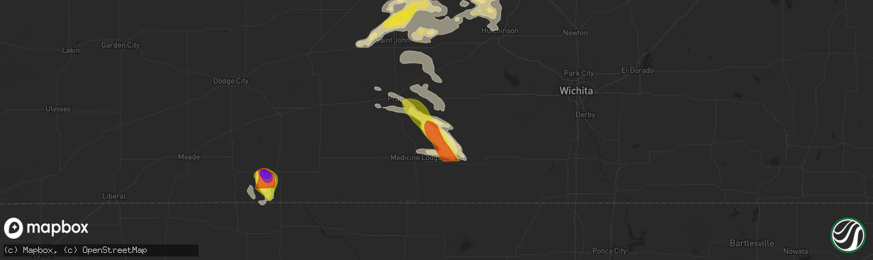 Hail map in Nashville, KS on September 8, 2025