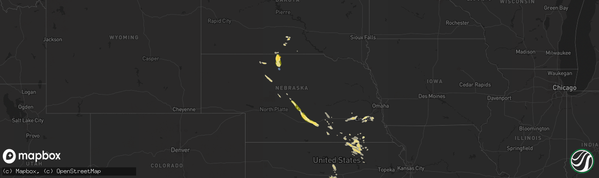 Hail map in Nebraska on September 8, 2025