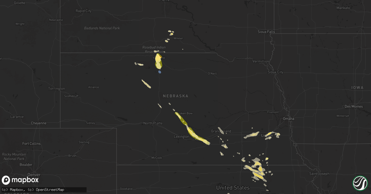 Hail map in Nebraska on September 8, 2025