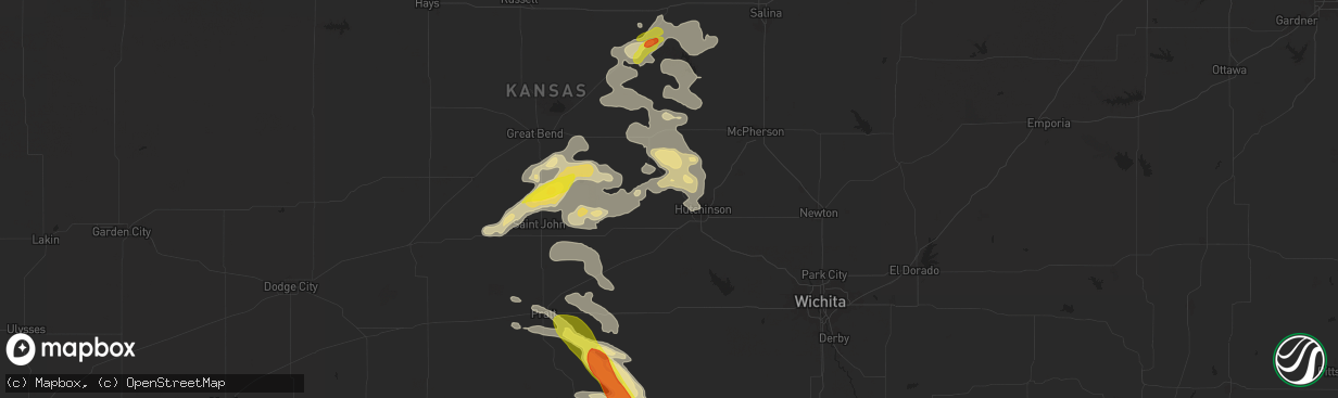 Hail map in Nickerson, KS on September 8, 2025
