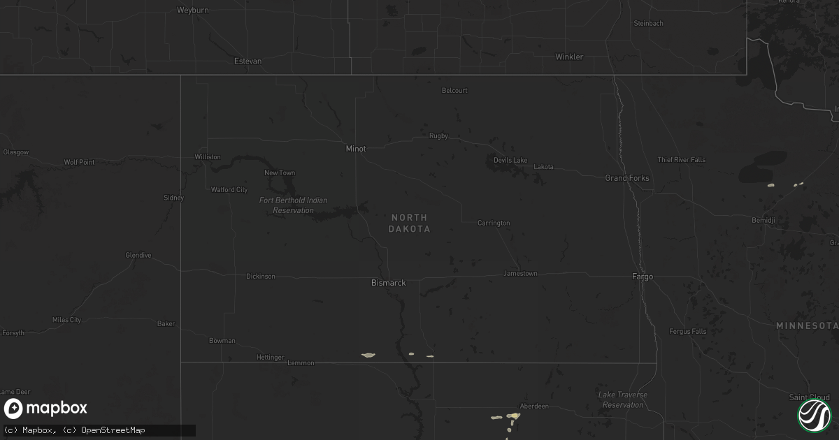 Hail map in North Dakota on September 8, 2025