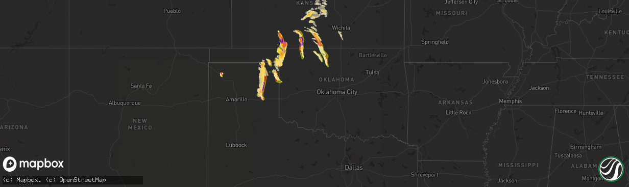 Hail map in Oklahoma on September 8, 2025