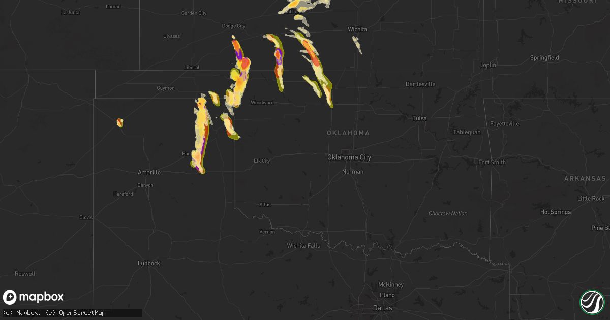 Hail map in Oklahoma on September 8, 2025