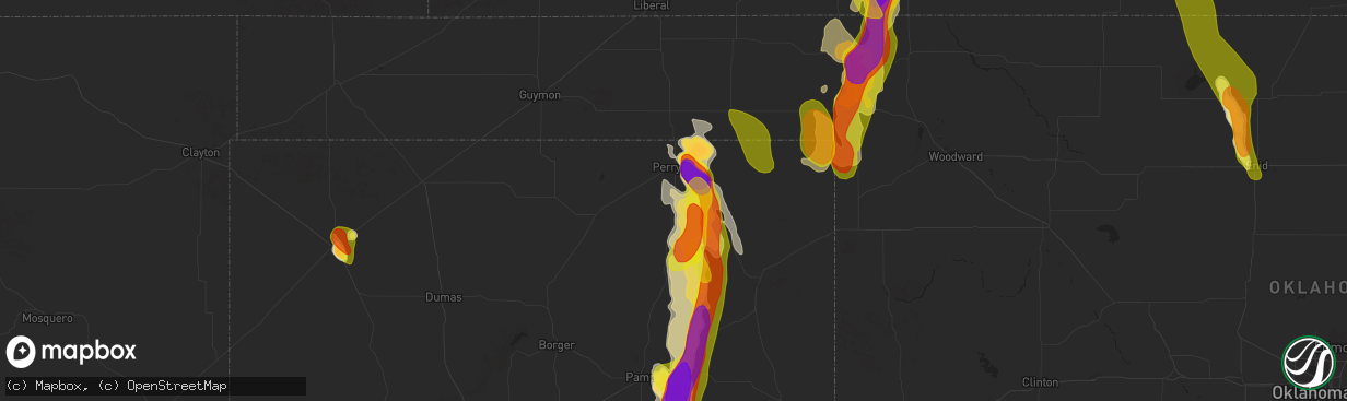 Hail map in Perryton, TX on September 8, 2025