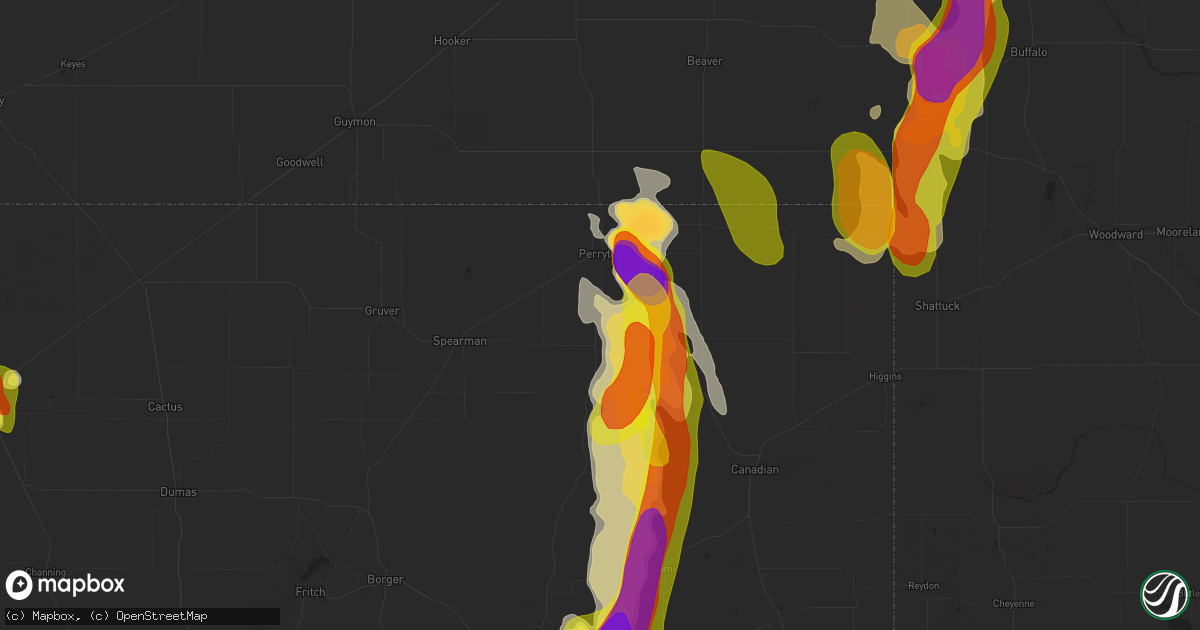 Hail map in Perryton, TX on September 8, 2025