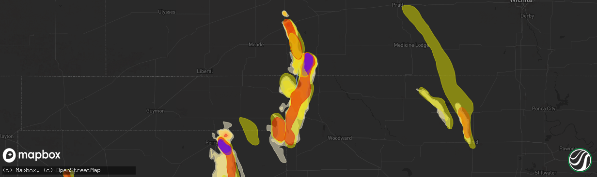 Hail map in Rosston, OK on September 8, 2025