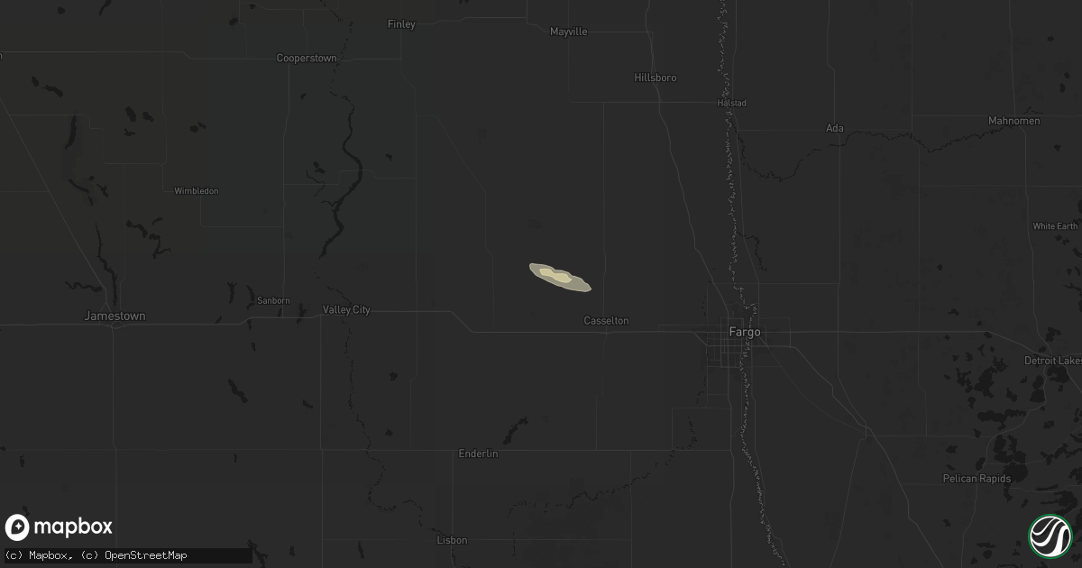 Hail map in Absaraka, ND on September 8, 2026