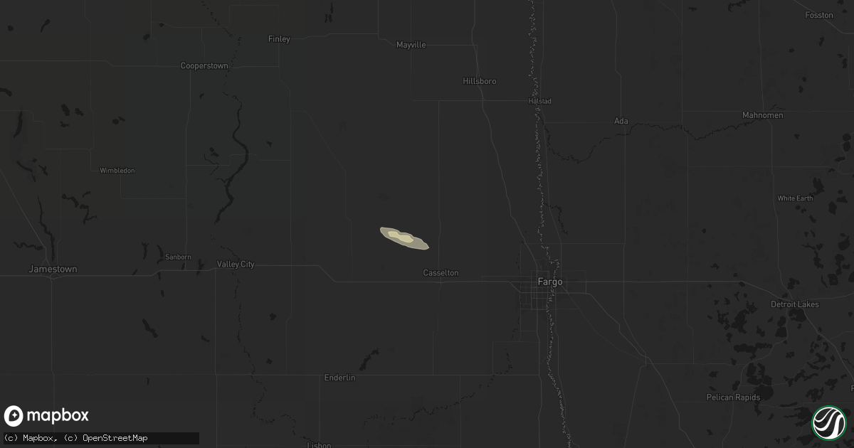 Hail map in Amenia, ND on September 8, 2026