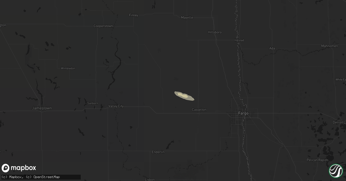 Hail map in Ayr, ND on September 8, 2026