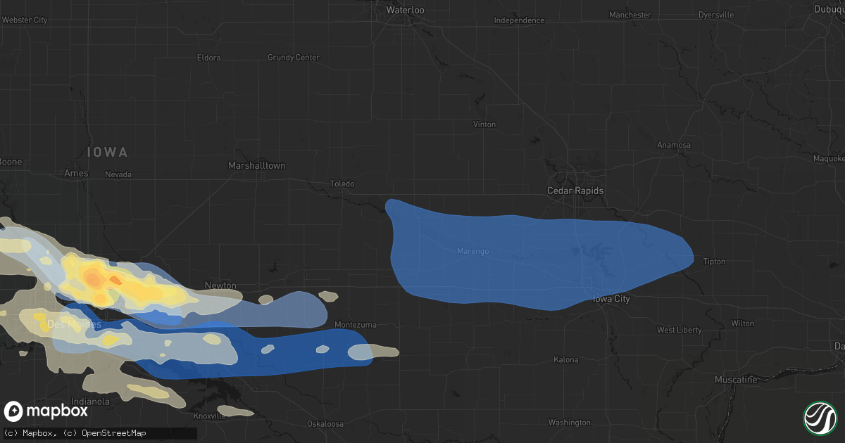 Hail map in Belle Plaine, IA on September 8, 2026