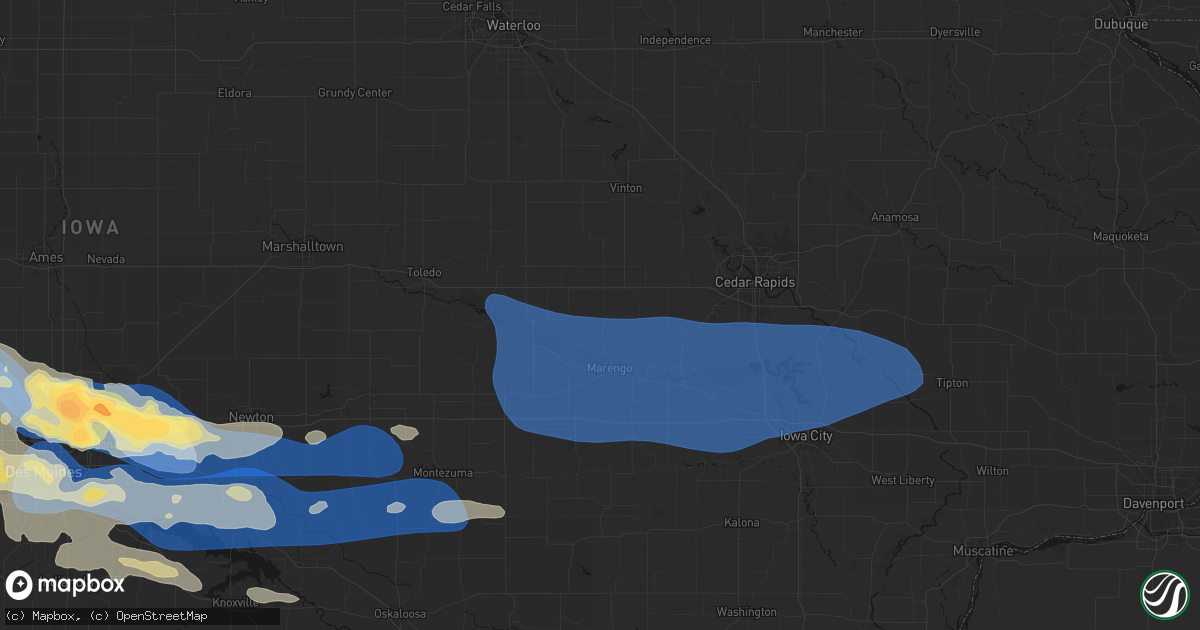 Hail map in Blairstown, IA on September 8, 2026