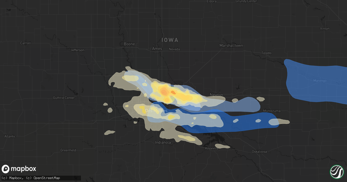 Hail map in Bondurant, IA on September 8, 2026