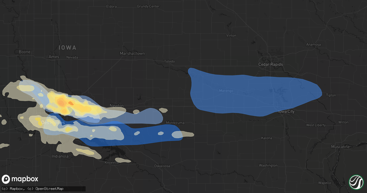 Hail map in Brooklyn, IA on September 8, 2026