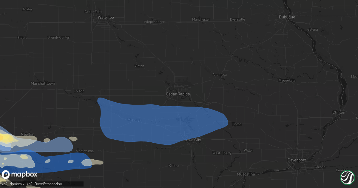 Hail map in Cedar Rapids, IA on September 8, 2026
