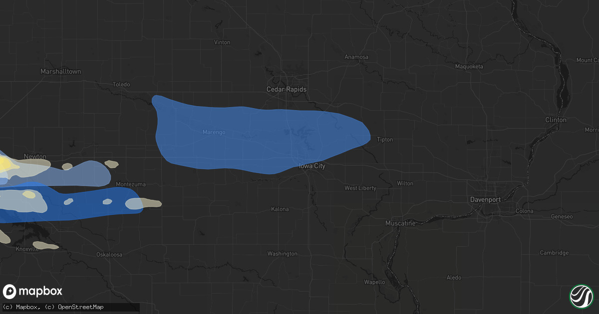 Hail map in Coralville, IA on September 8, 2026