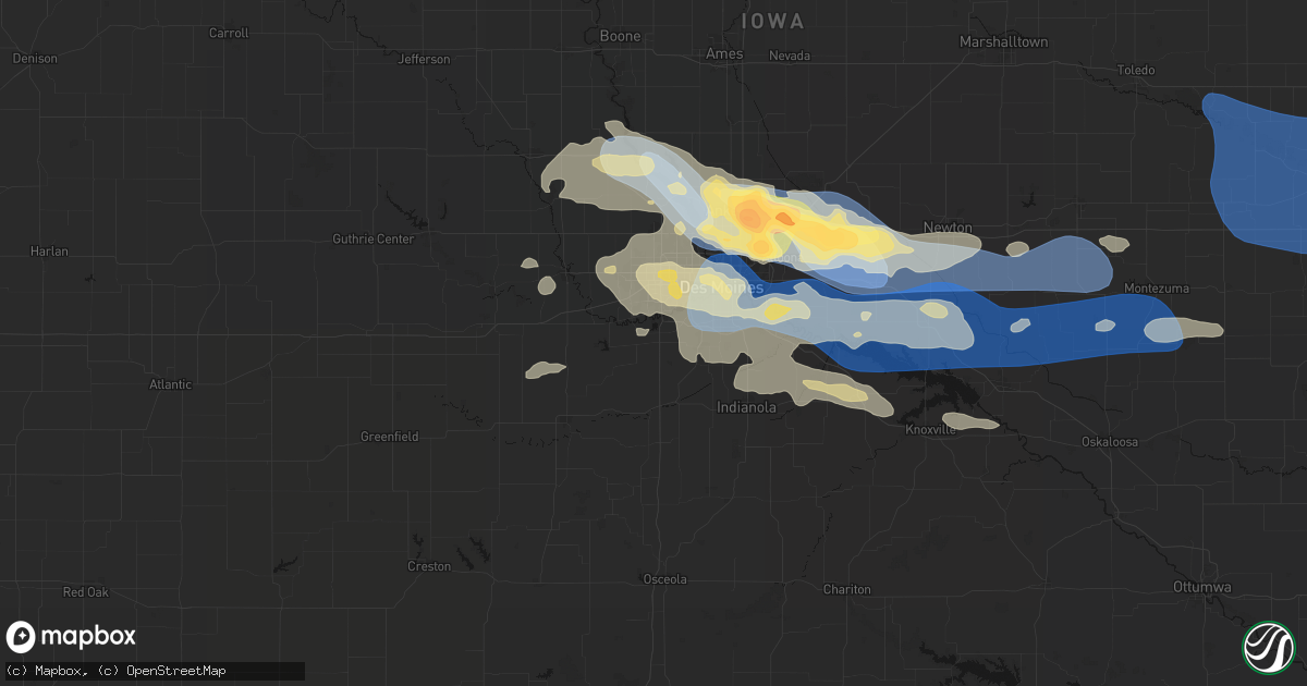 Hail map in Cumming, IA on September 8, 2026