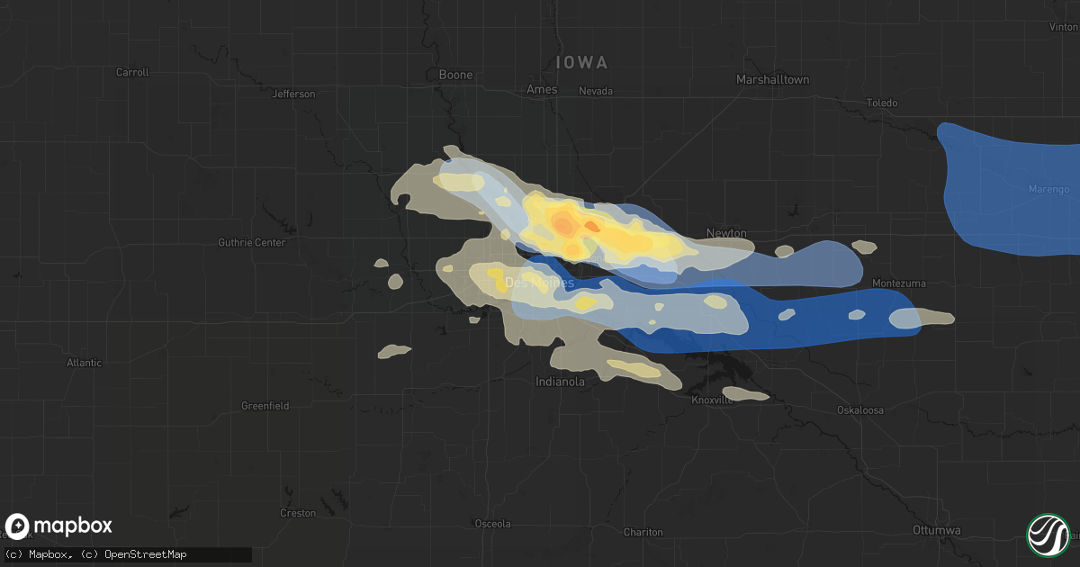 Hail map in Des Moines, IA on September 8, 2026