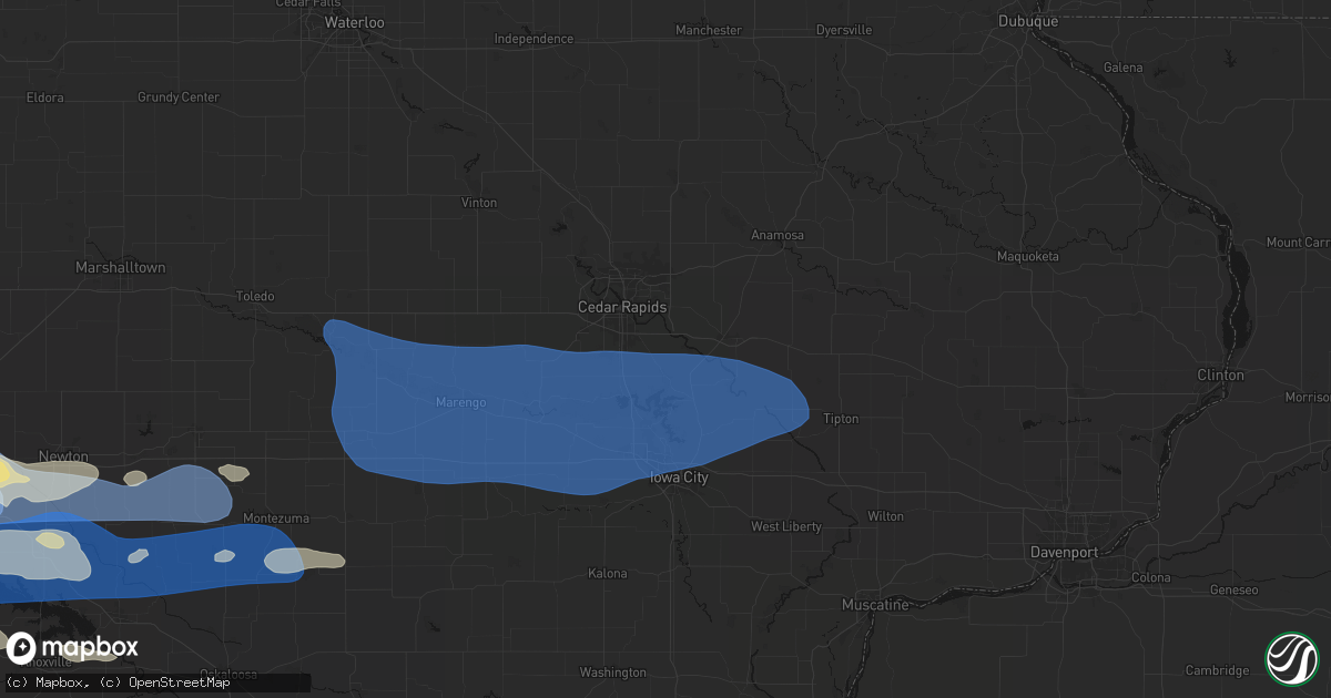 Hail map in Ely, IA on September 8, 2026